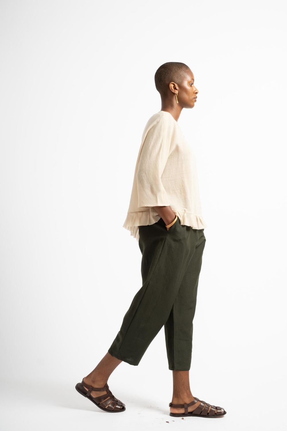 Elastic Waist Pants in Forest