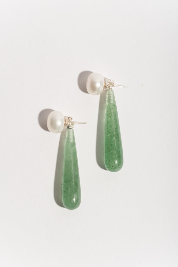 Pearl + Green Strawberry Earrings