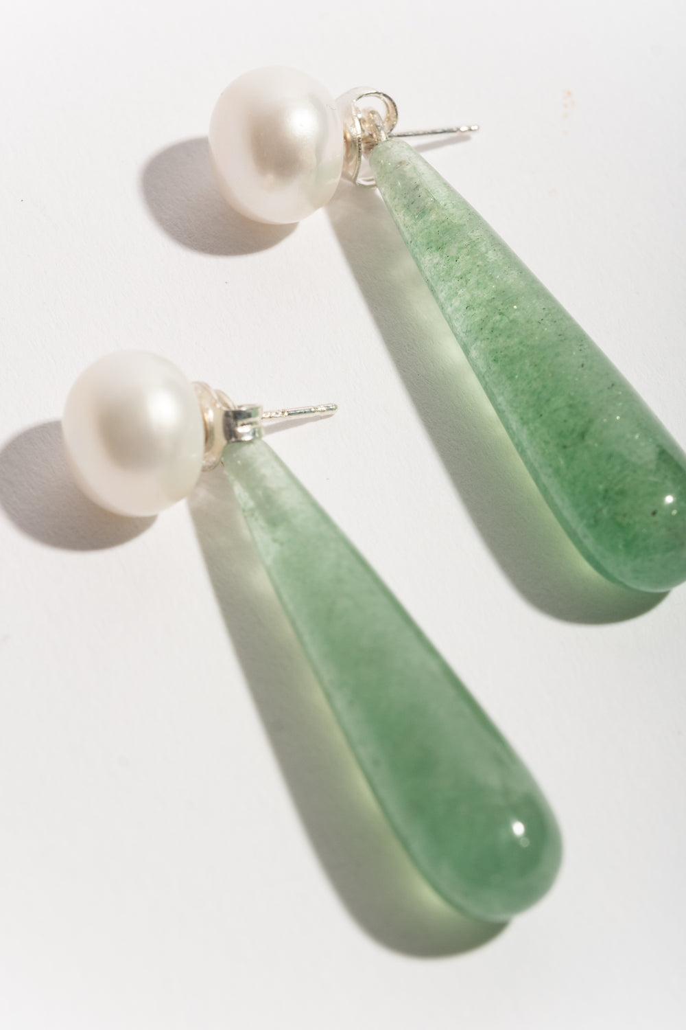 Pearl + Green Strawberry Earrings
