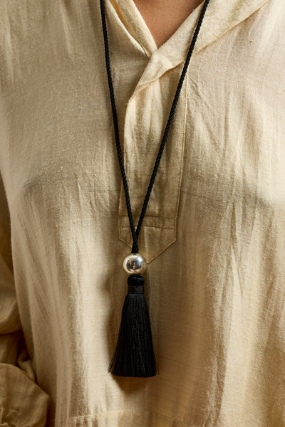 Silver Ball Tassel Necklace