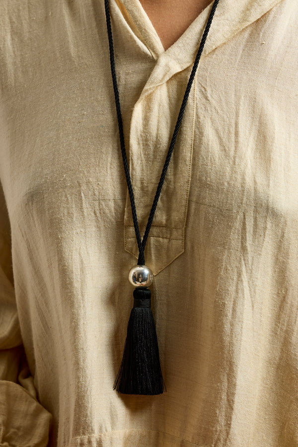 Silver Ball Tassel Necklace