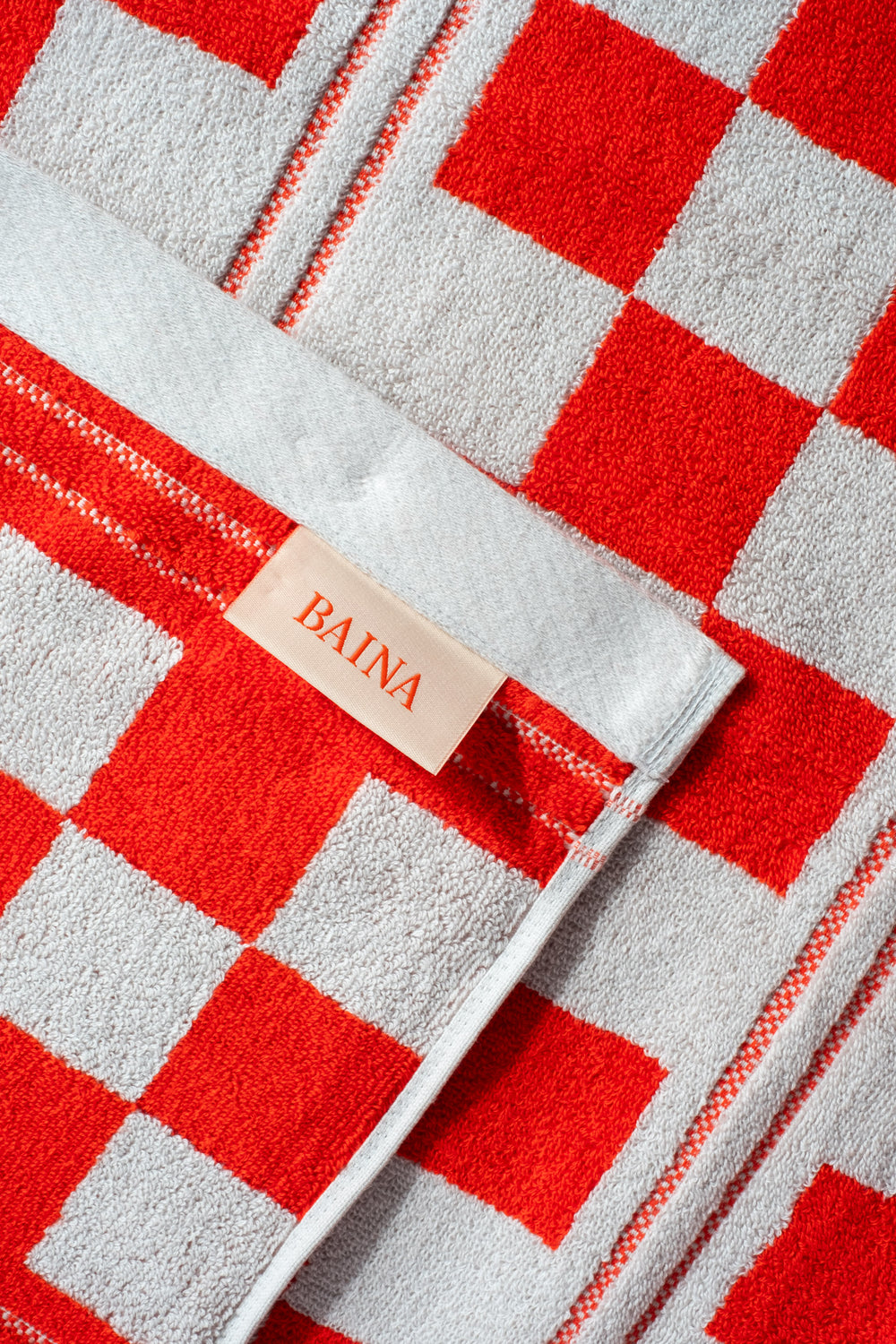 Busby Pool Towel in Cloud + Ranch Red