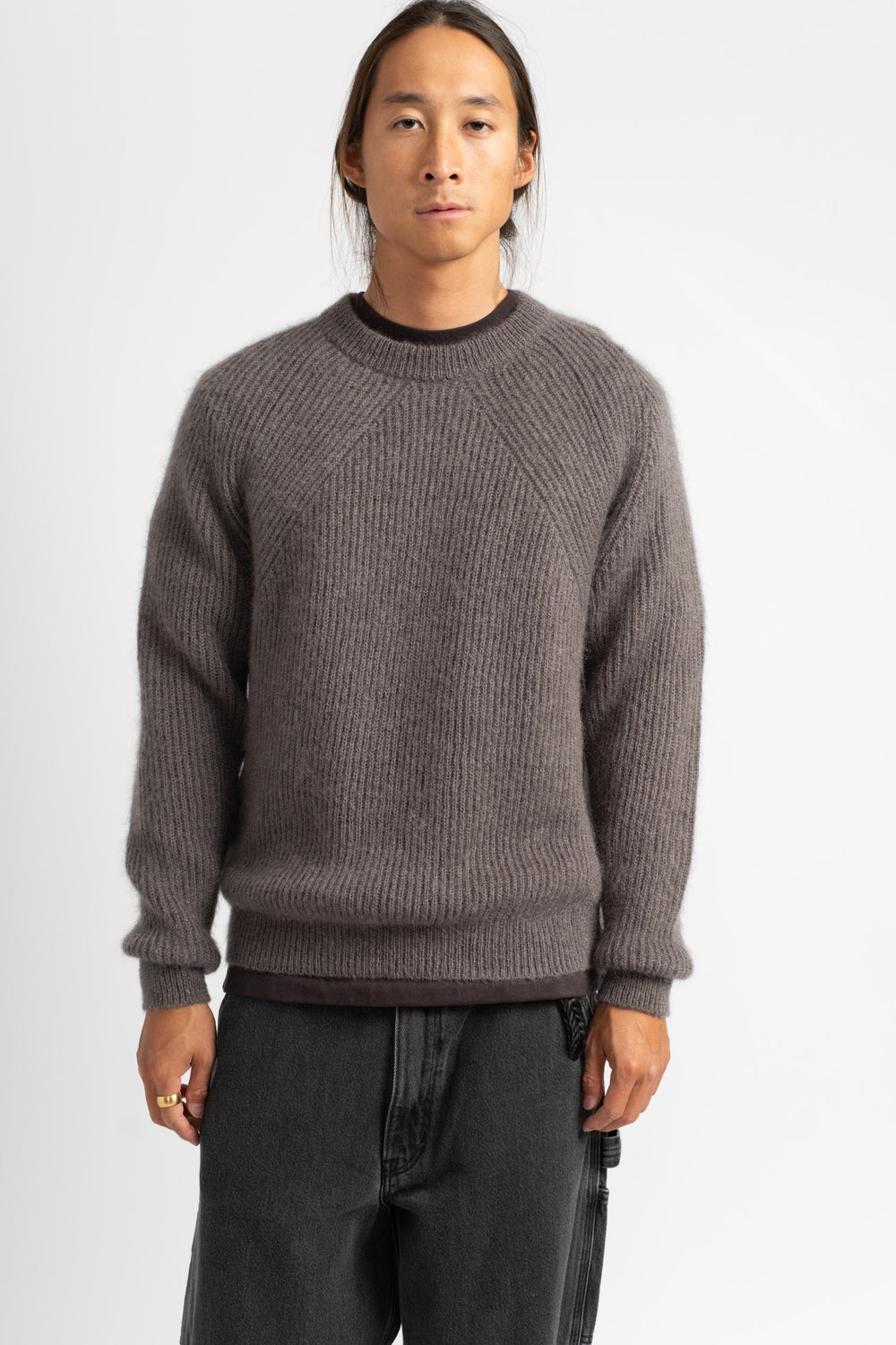 Pure Mohair Signature Crew Neck in Gray