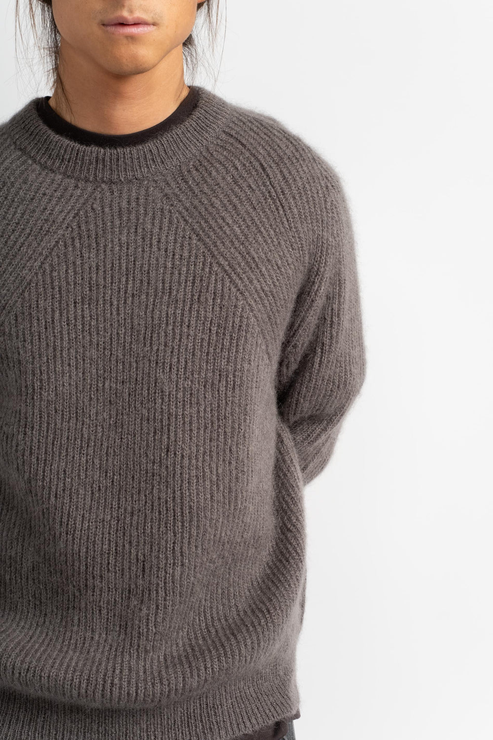 Pure Mohair Signature Crew Neck in Gray