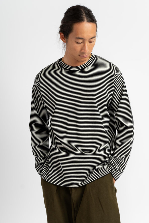 Smooth Wool Crew Neck in Black + White