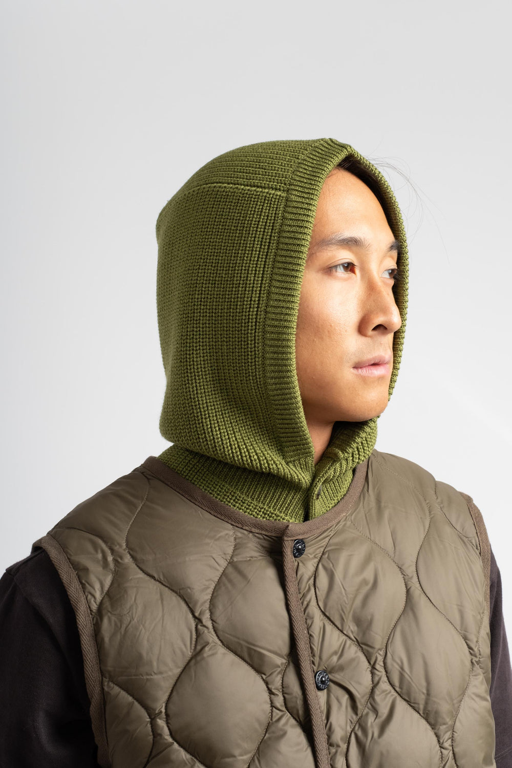 Solid Wool Balaclava in Cedar Green