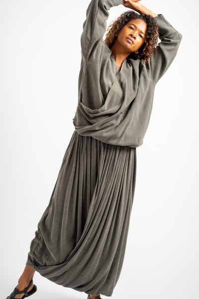 Double Layered Drapy Skirt in Slate