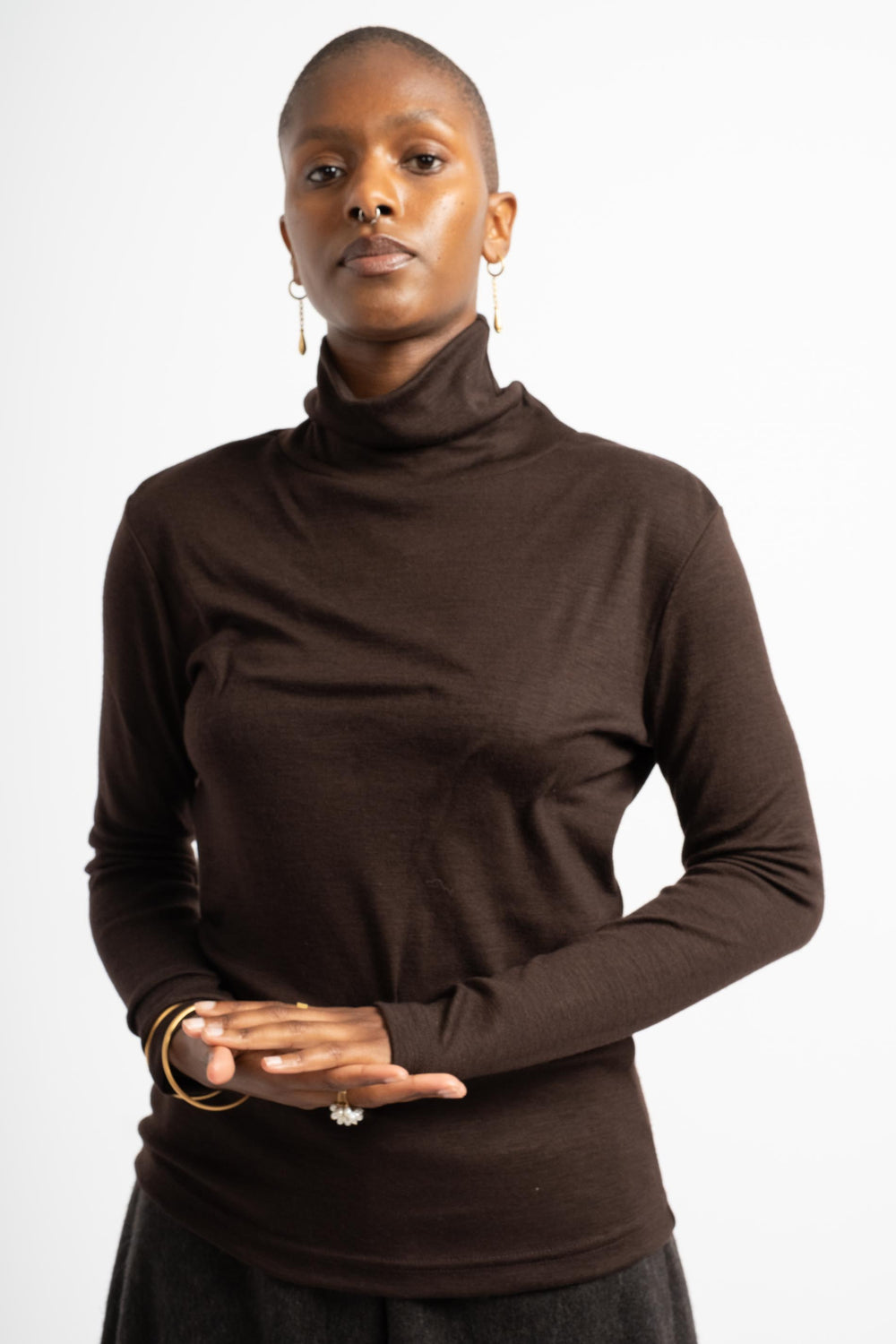 Wool Turtle Neck in Cacao