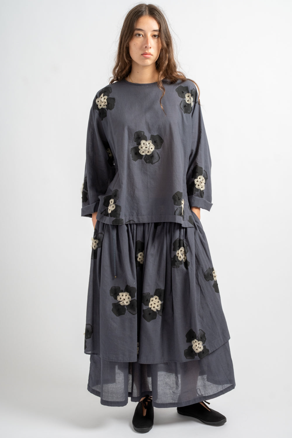 Cotton Blouse in Charcoal