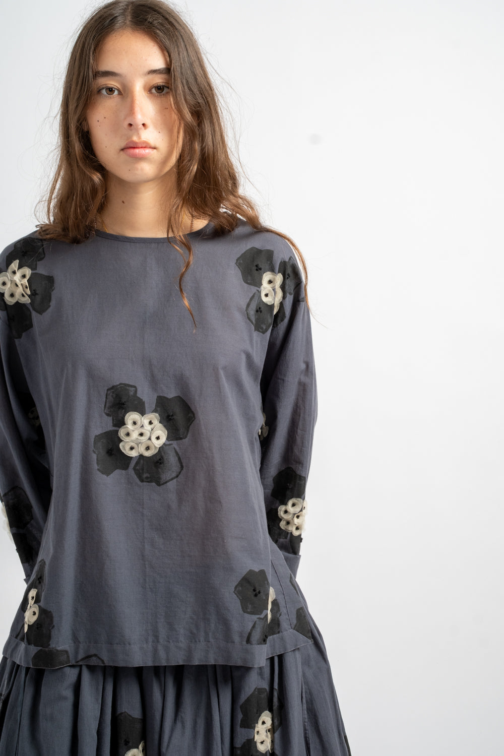 Cotton Blouse in Charcoal