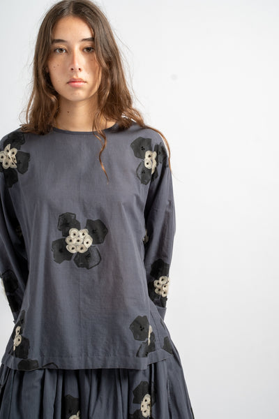 Cotton Blouse in Charcoal