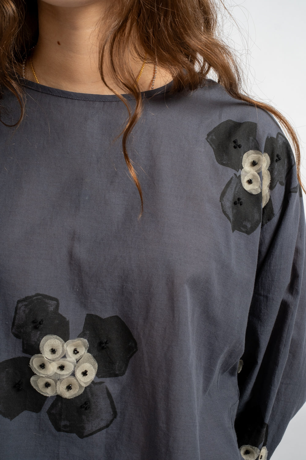 Cotton Blouse in Charcoal
