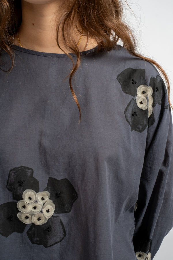 Cotton Blouse in Charcoal