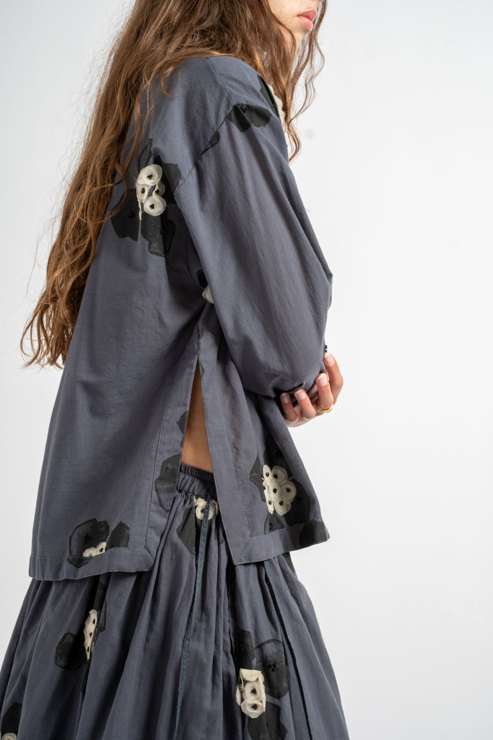Cotton Blouse in Charcoal