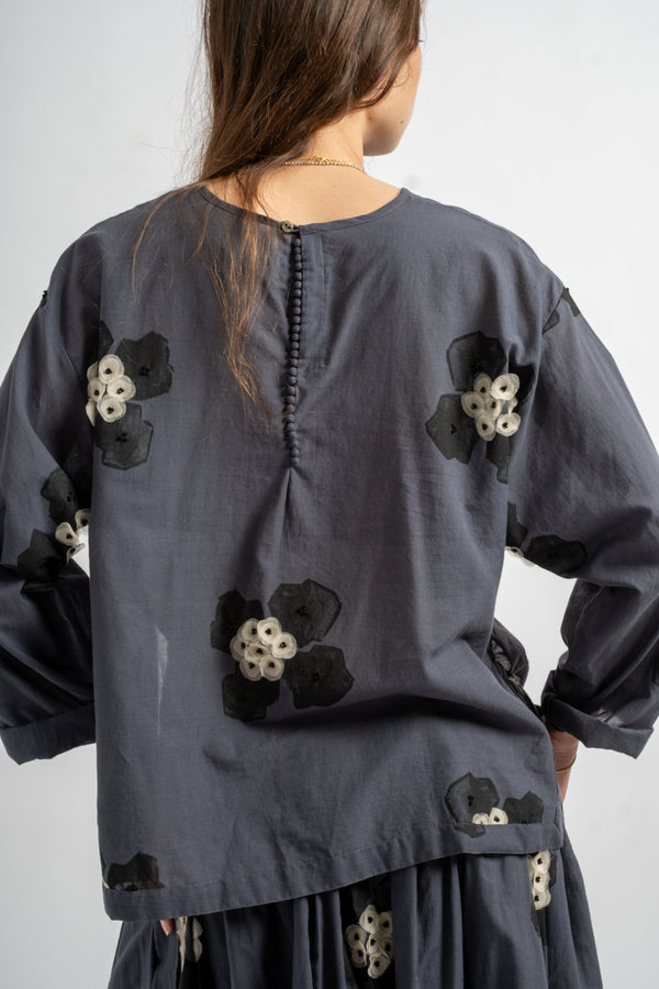 Cotton Blouse in Charcoal