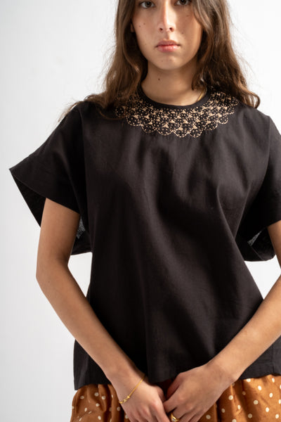 Cotton Pullover in Black