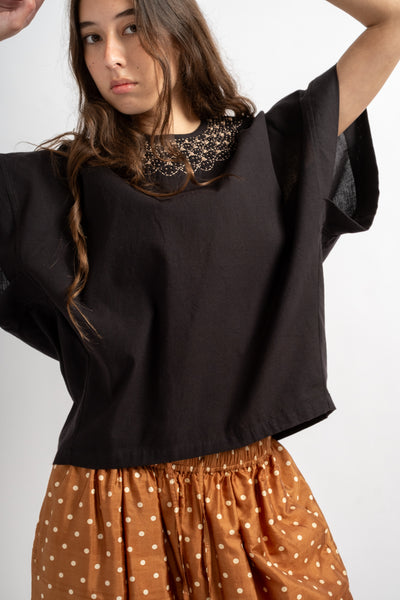 Cotton Pullover in Black