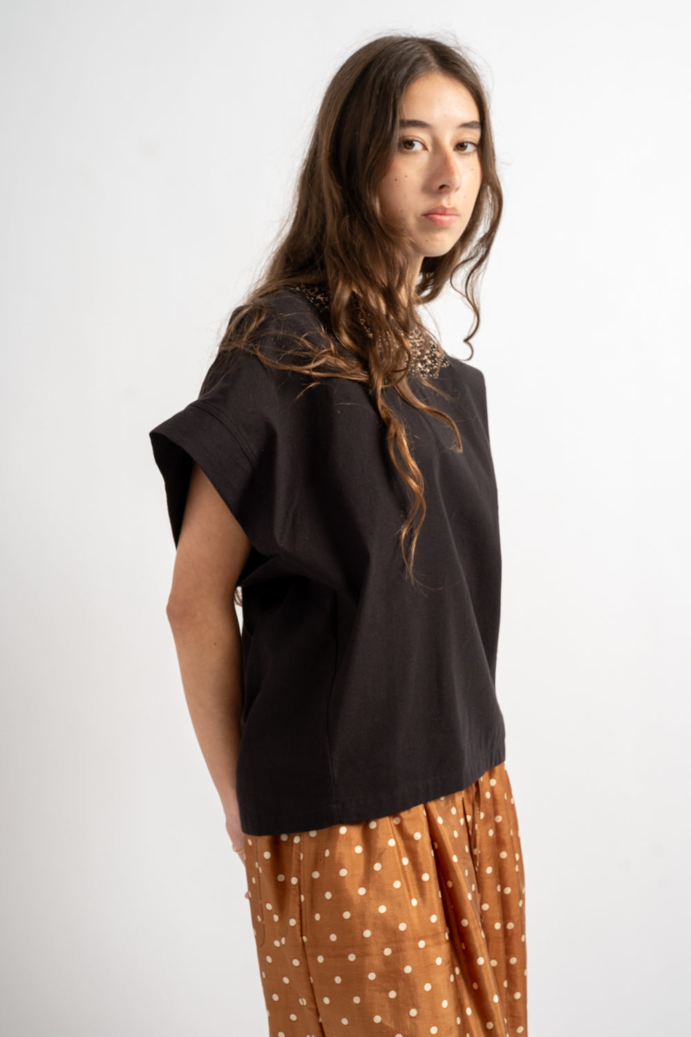 Cotton Pullover in Black