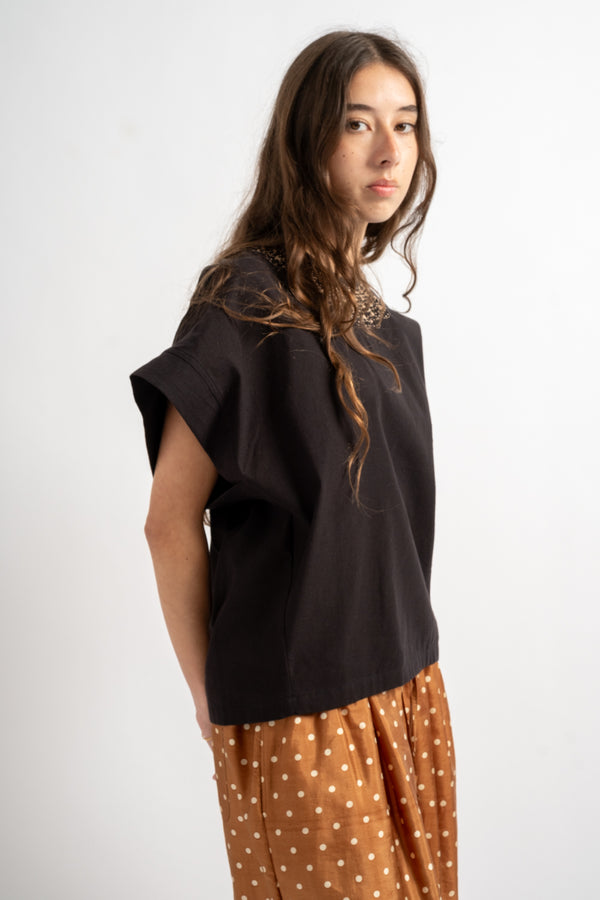 Cotton Pullover in Black
