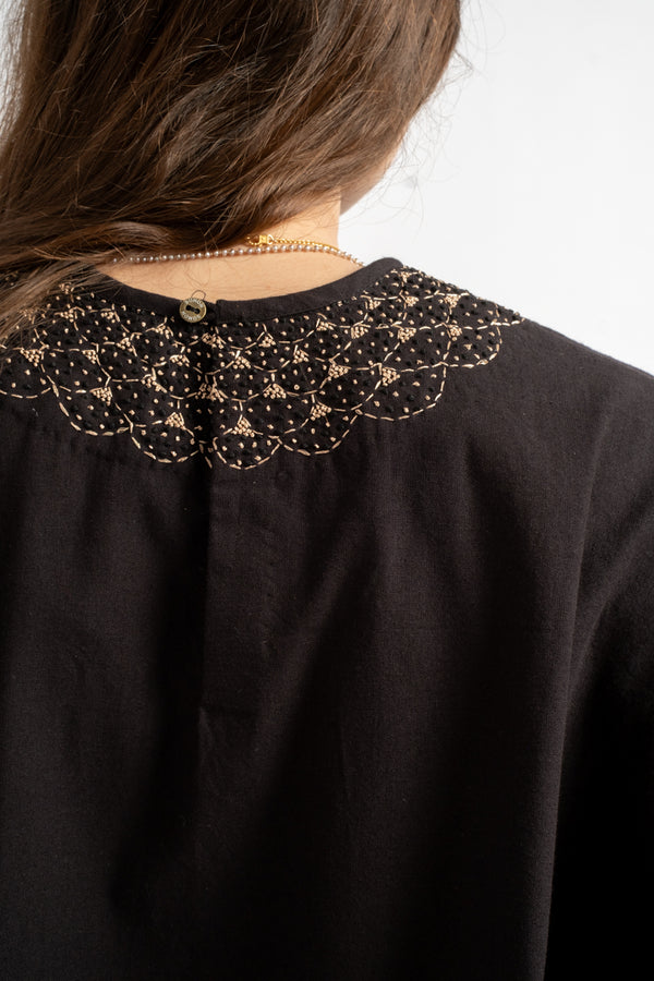 Cotton Pullover in Black