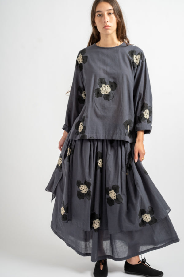 Cotton Skirt in Charcoal