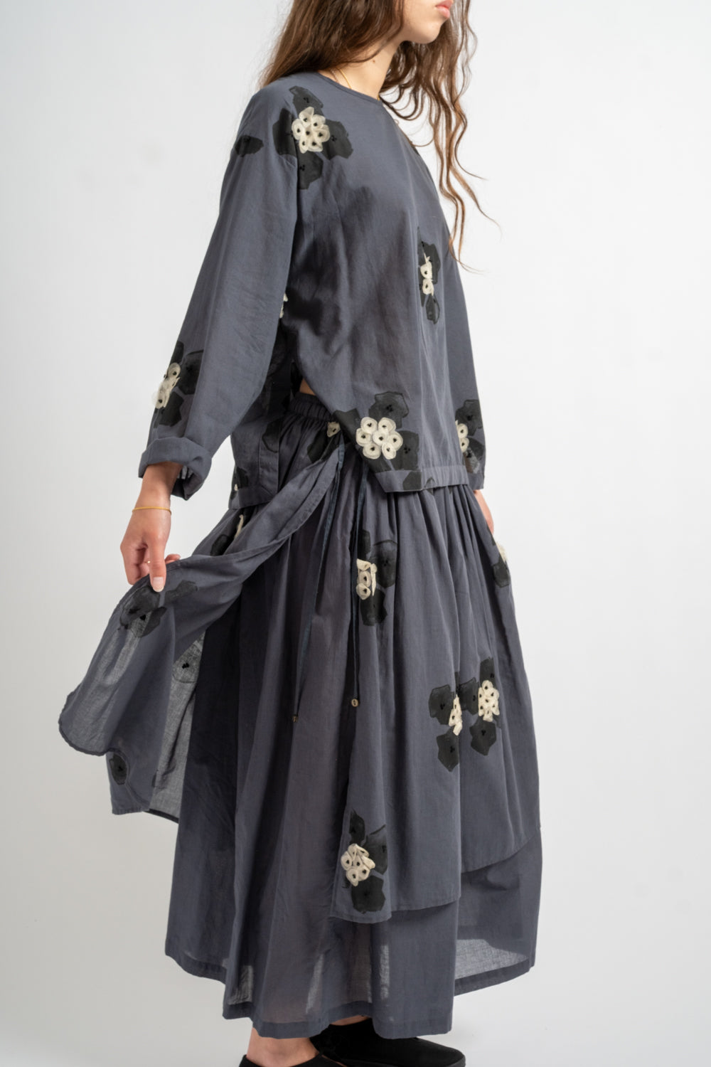 Cotton Skirt in Charcoal