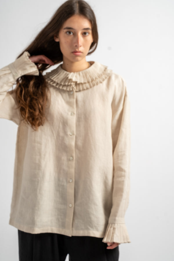 Linen Blouse in Ecru