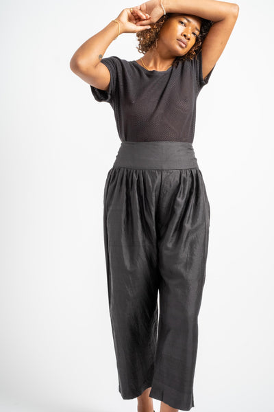 Wide Belt Pants in Black