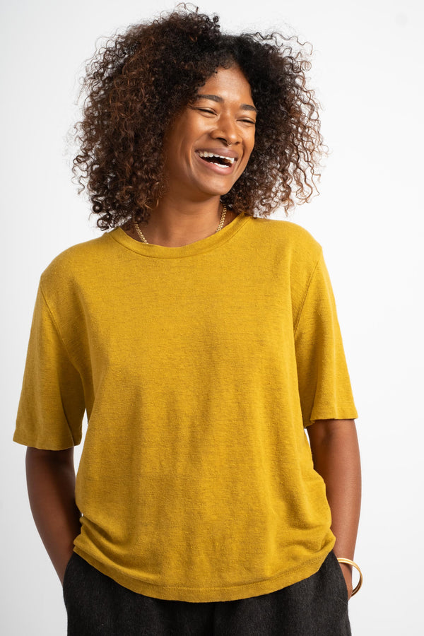 Dakota 100% Hemp Cropped Tee in Citrine Yellow