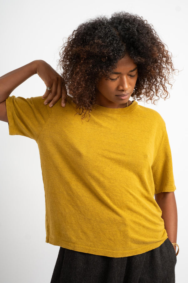 Dakota 100% Hemp Cropped Tee in Citrine Yellow