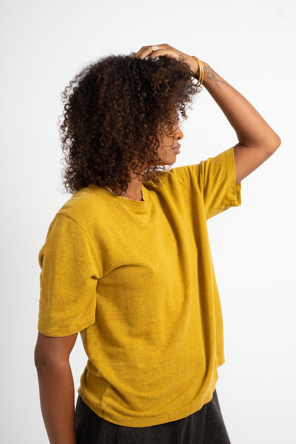 Dakota 100% Hemp Cropped Tee in Citrine Yellow