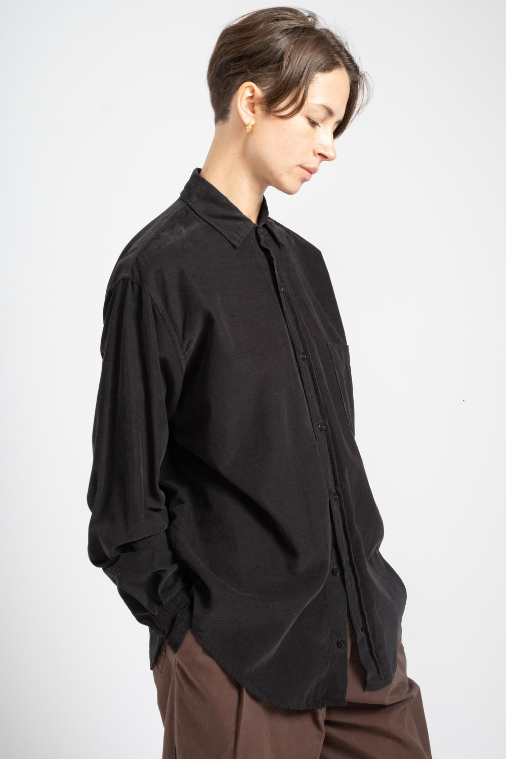 Joss Wide Wale Shirt in Black