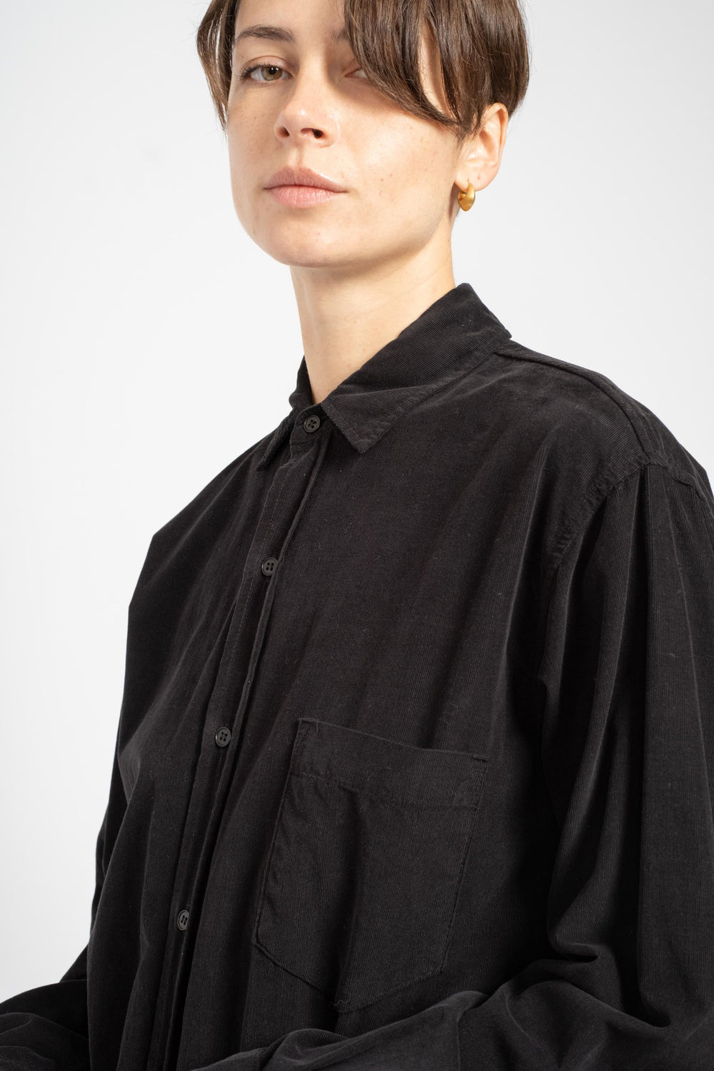 Joss Wide Wale Shirt in Black