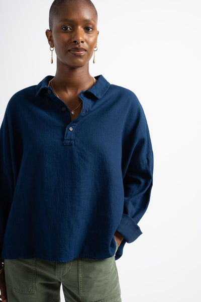 Lissa Popover Shirt in Indigo Cotton Wash