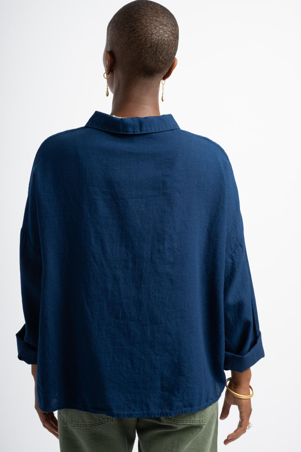 Lissa Popover Shirt in Indigo Cotton Wash