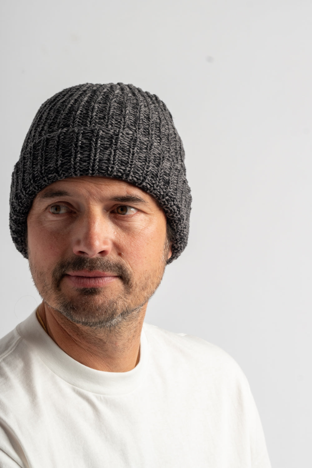 Knit Hat in Black + Charcoal
