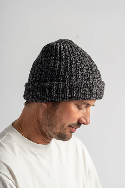 Knit Hat in Black + Charcoal