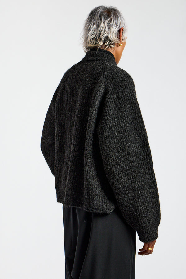 Baby Alpaca Cardigan in Anthracite
