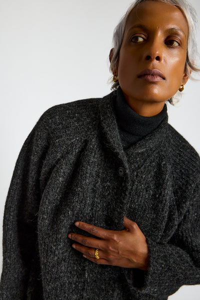Baby Alpaca Cardigan in Anthracite