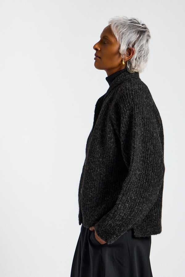 Baby Alpaca Cardigan in Anthracite