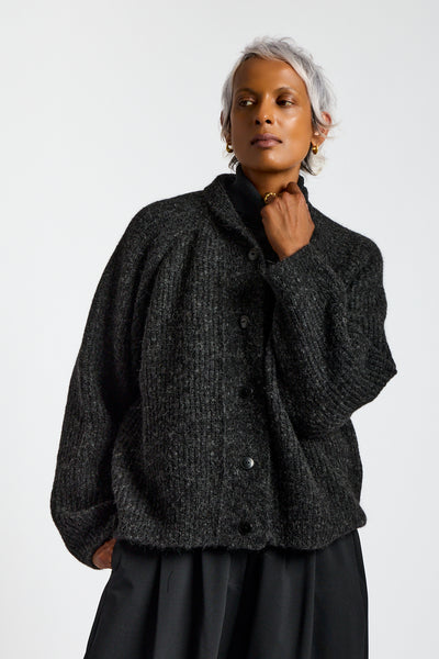 Baby Alpaca Cardigan in Anthracite