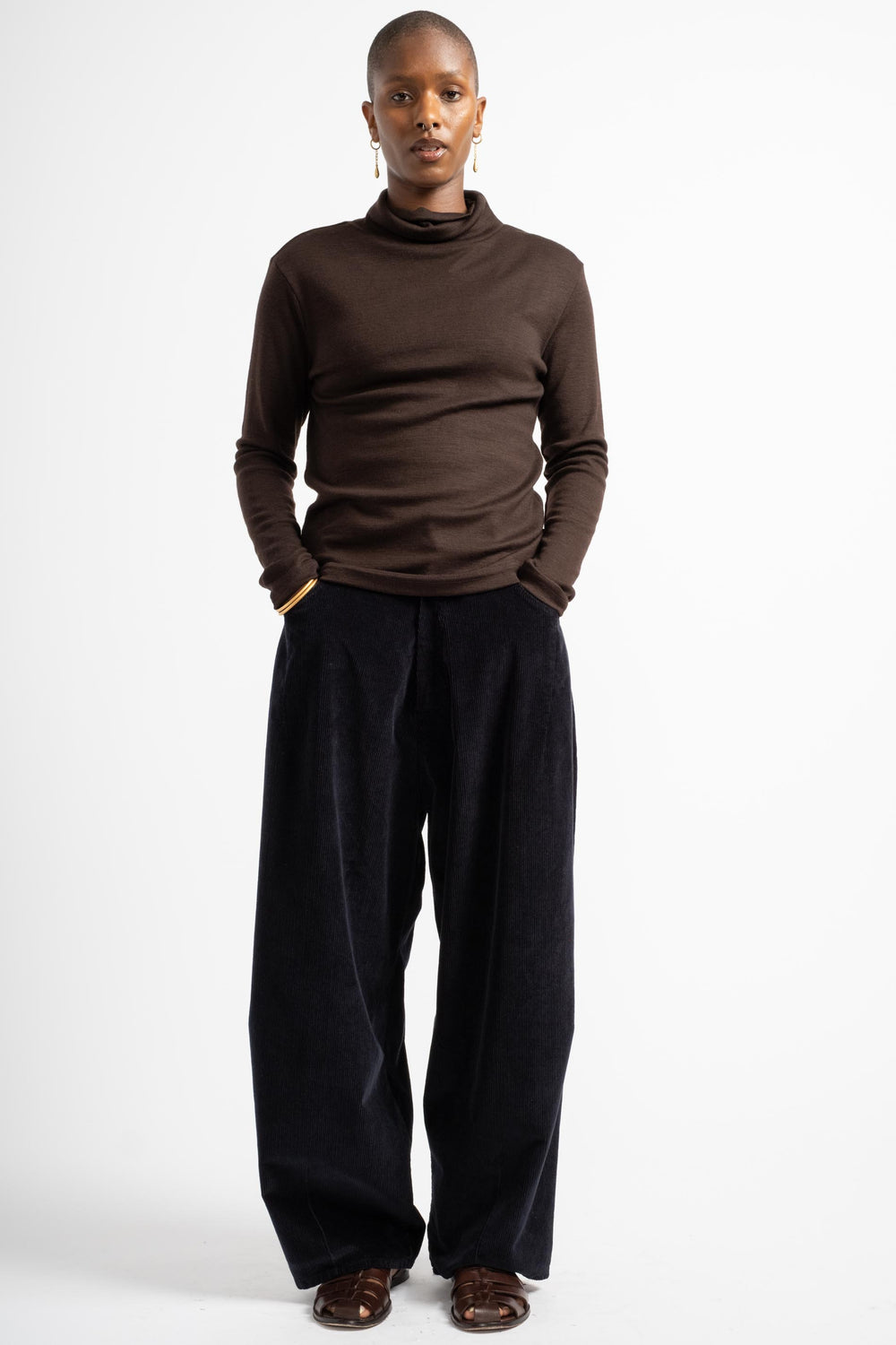 Corduroy Baggy Pants in Navy