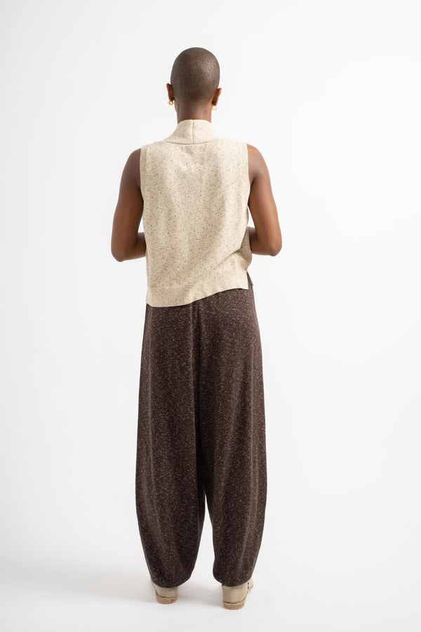 Flecked Cotton Pants in Brown