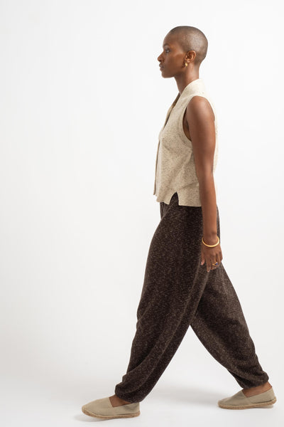 Flecked Cotton Pants in Brown
