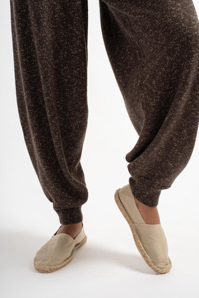 Flecked Cotton Pants in Brown