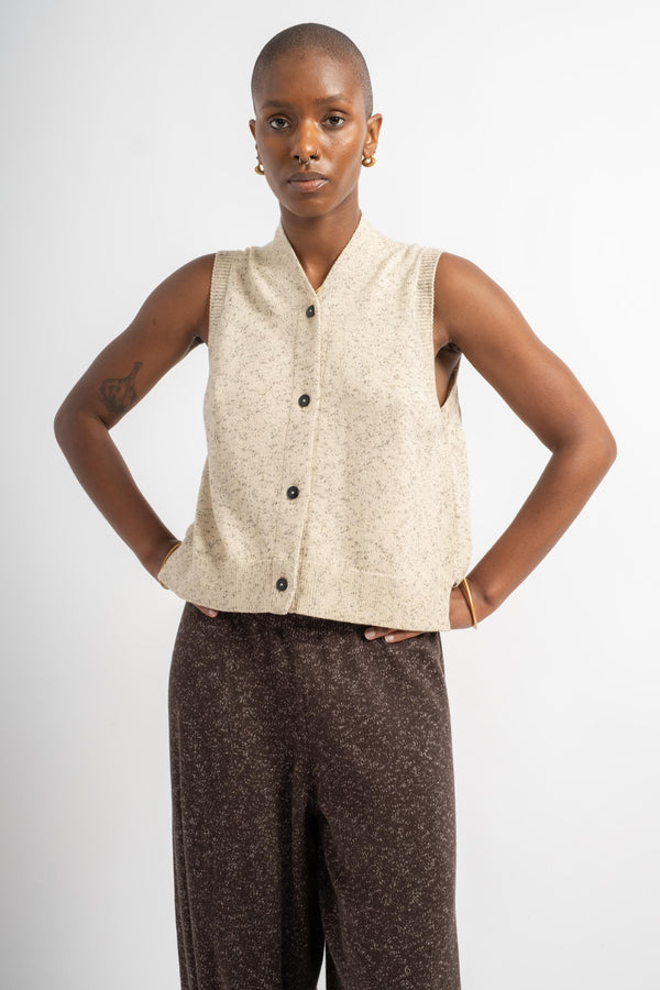 Flecked Cotton Vest in Natural