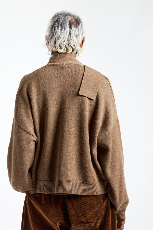 Merino Wool Cardigan in Taupe