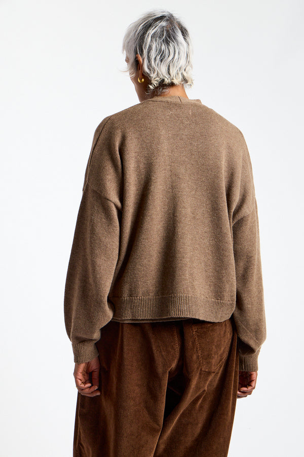 Merino Wool Cardigan in Taupe