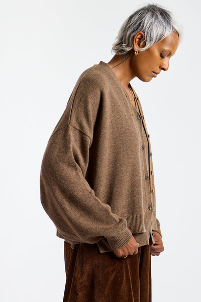 Merino Wool Cardigan in Taupe