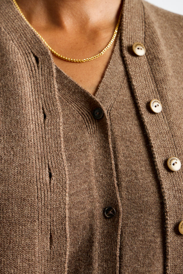 Merino Wool Cardigan in Taupe